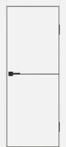 Межкомнатная дверь P-19  черный молдинг PET,  кромка ABS черная c 4-х ст. Белый матовый