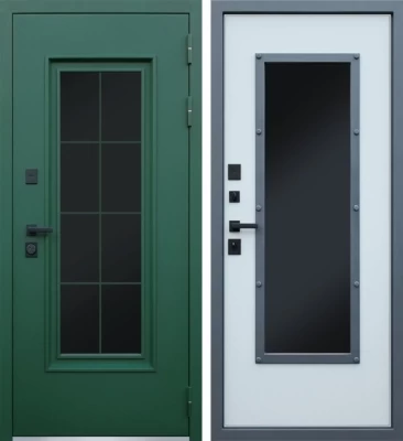 Дверь Олимп с Окном и Английской Решеткой Терморазрыв 3К