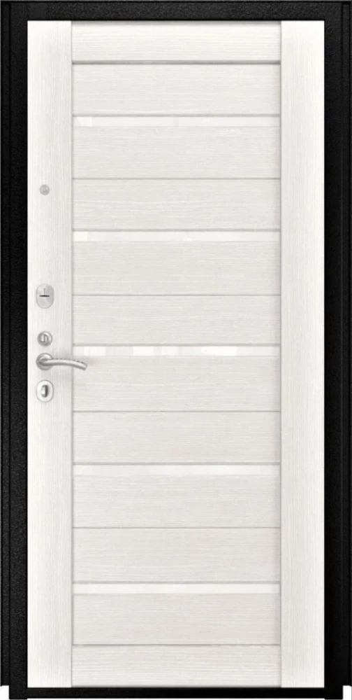 Входная дверь ДвериПРО L-Термо серебро СБ-1 (лак. белое, 16мм, беленый дуб) DPRO197040 внутренняя сторона