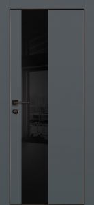 Межкомнатная дверь PX-6 черная кромка с 4-х ст. Графит матовый